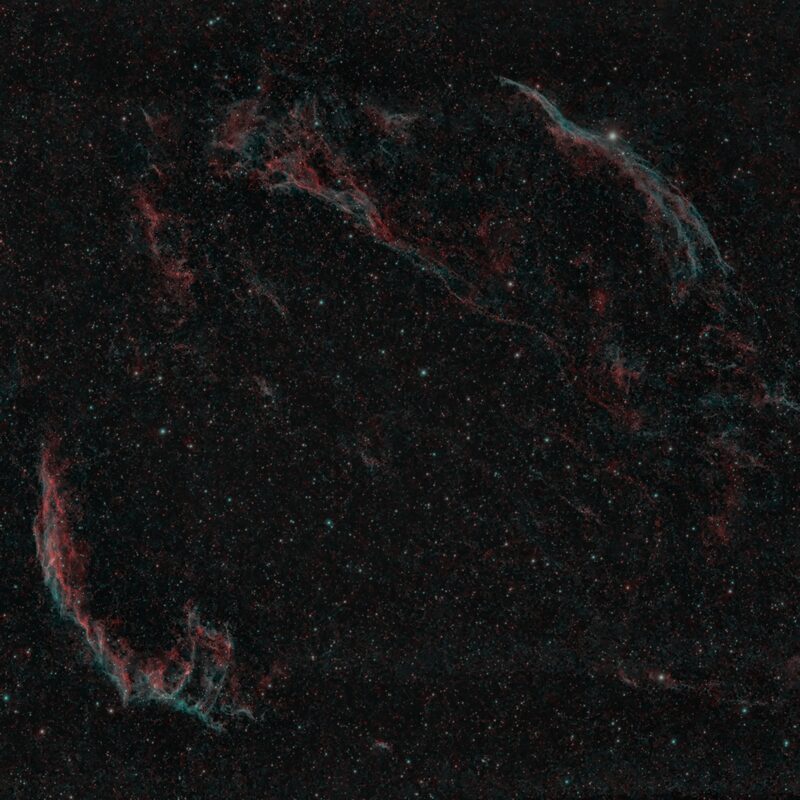 The Veil Nebula, supernova remnant in Cygnus — stacked deep-sky exposure